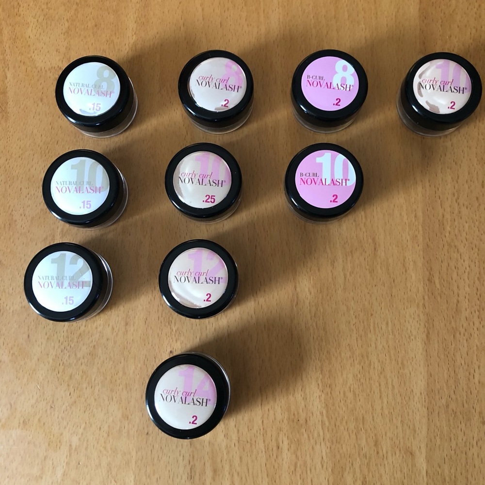 Lot of 9 Novalash lash pots for certified lash professional.
